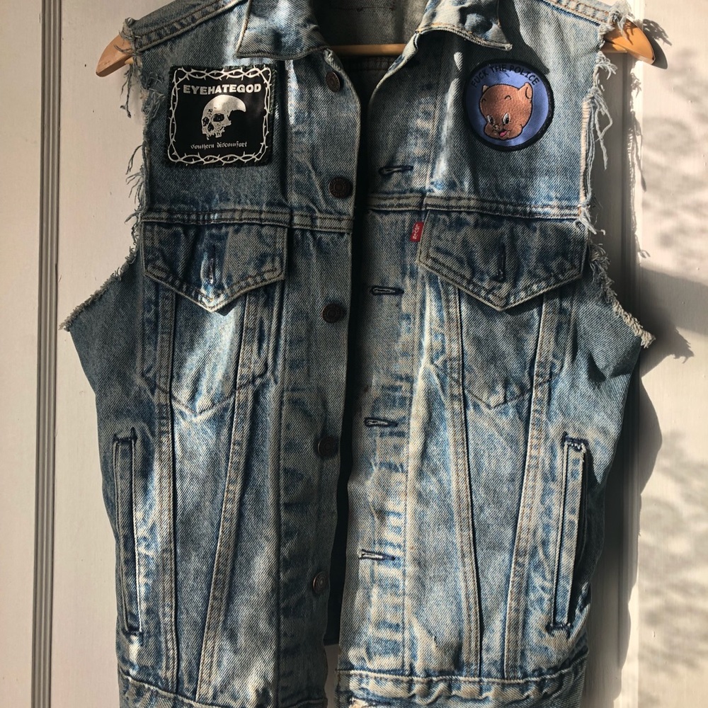 Distressed punk vest